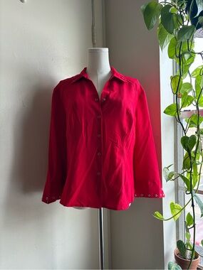 vintage y2k kathy che snap button front shirt